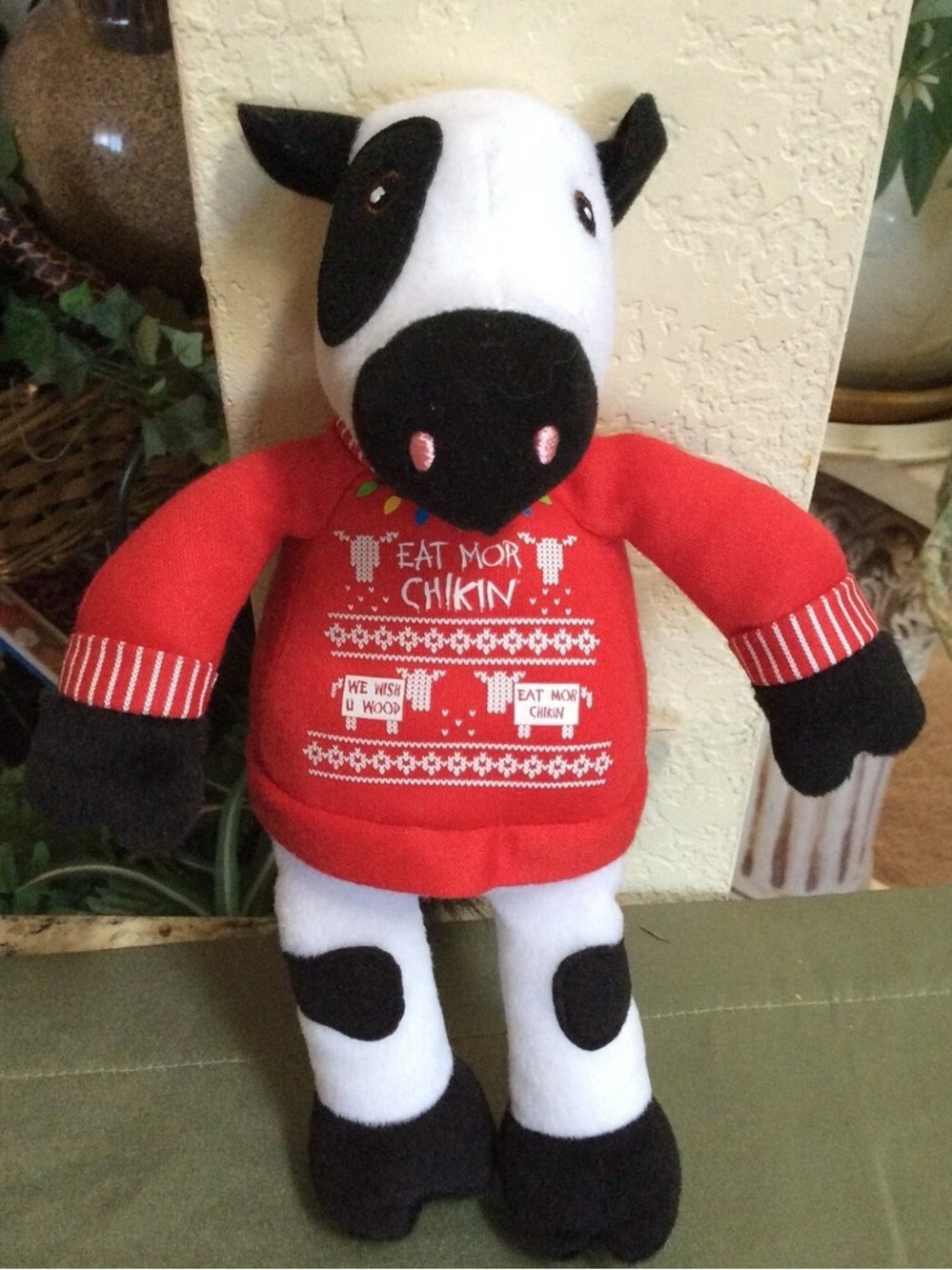 Chick-fil-A 2018 Holiday Plush Cow Red Sweater - One Size- NEW